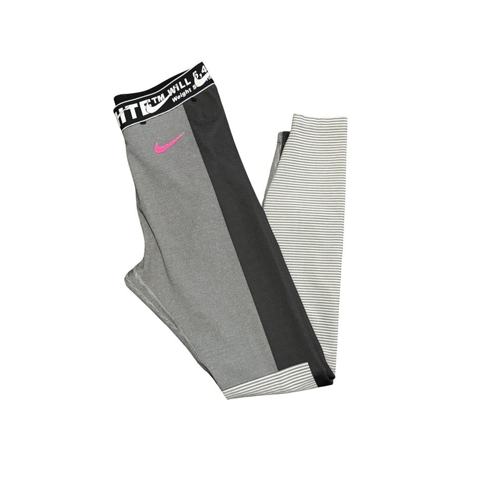 Nike x Off-White Women Grey Black Striped Training Leggings BV8052-010 Medium